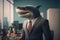 Portrait of a Shark Dressed in a Formal Business Suit at The Office