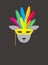 Portrait of sheep, wearing feather hat and mask, like samba dancer, cool style