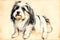 Portrait of Shih Tzu dog on old paper background