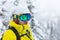 Portrait of skier in high mountains