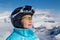 Portrait skier mountains in the background. Ski resort Soll, Tyrol