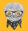 Portrait of Sloth with glasses and scarf.