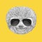 Portrait of Sloth with sunglasses.