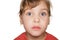 Portrait small child in studio, head up