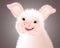 Portrait of small Furry Pink Cute smiling Piggy. Vector illustration