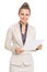 Portrait of smiling business woman with document