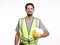 Portrait of a smiling construction worker with a hardhat