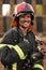 Portrait of smiling fireman wearing fire fighter