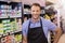 Portrait of a smiling handsome having a apron