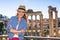 Portrait of smiling modern tourist woman in Rome, Italy