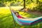 Portrait of a Smiling Young Girl in a Hammock