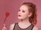 Portrait of smily young redhead woman with make up