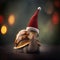 Portrait of snail with santa hat, illustration