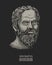 Portrait of Socrates. Ancient greek philosopher, scientist, and thinker vintage, engraved hand drawn in sketch or wood