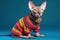 Portrait of a Sphynx Cat Wearing a Colorful Sweater, Generative AI