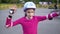 Portrait of a sportive child with helmet and protective pads