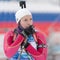 Portrait sportswoman biathlete Andreeva Victoriya Kamchatka Territory after skiing and rifle shooting. Junior biathlon