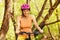 Portrait of sporty woman riding her mountain bike