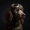 portrait of standard poodle wearing a apollo space helmet, illustration, Generative AI