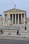 Portrait Street View of Austrian Parliament Building in Vienna, Austria