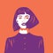 Portrait style  girl young women fashion with short hair  illustration