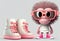 Portrait of a stylish teenager monkey near fashionable sneakers. AI genarated