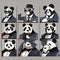 A portrait of a suave panda in a tailored suit and tie, posing for the camera1