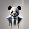A portrait of a suave panda in a tailored suit and tie, posing for the camera3