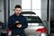 Portrait of technician at automobile repair shop