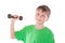 Portrait of a teenager with dumbbells