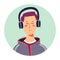 Portrait of teenager listening to music via headphones