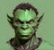 Portrait of terrifying green orc. Fantastic creature. Troll with frightening facial expression. Monster.