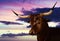 A Portrait of a Texas Longhorn at Sunset