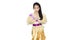 Portrait of the Thai beautiful little girl in Thai style traditional suit