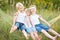 Portrait of three children playing