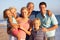 Portrait Of Three Generation Family On Beach