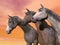 Portrait of three horses - 3D render