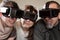 Portrait of three persons with vr glasses