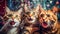 Portrait of Three Surprised Cats Generative AI
