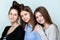 Portrait of three teenage girls smiling