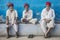 Portrait of three typical men from Rajasthan, India.