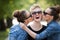 Portrait of three young beautiful woman with sunglasses