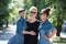 Portrait of three young beautiful woman with sunglasses