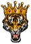 Portrait of a tiger with a golden crown on his head, grinning in fury vector