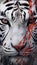 Portrait of tiger, red liquid on his face, predator. Beautiful illustration picture. Generative AI