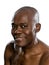 Portrait of topless african smiling man