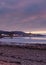 Portrait of the Town of Largs on the West Coast of Scotland with Sunset Reflections on Largs Bay