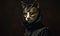 The portrait of the trickster in the cat mask exudes mischievous charm and enigmatic allure