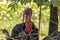 Portrait of a turkey in the open air, farmyard, breeding