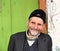 Portrait of Turkish Anatolian Shopkeeper man with blue eyes